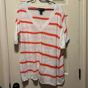 Light weight sweater with orange stripes